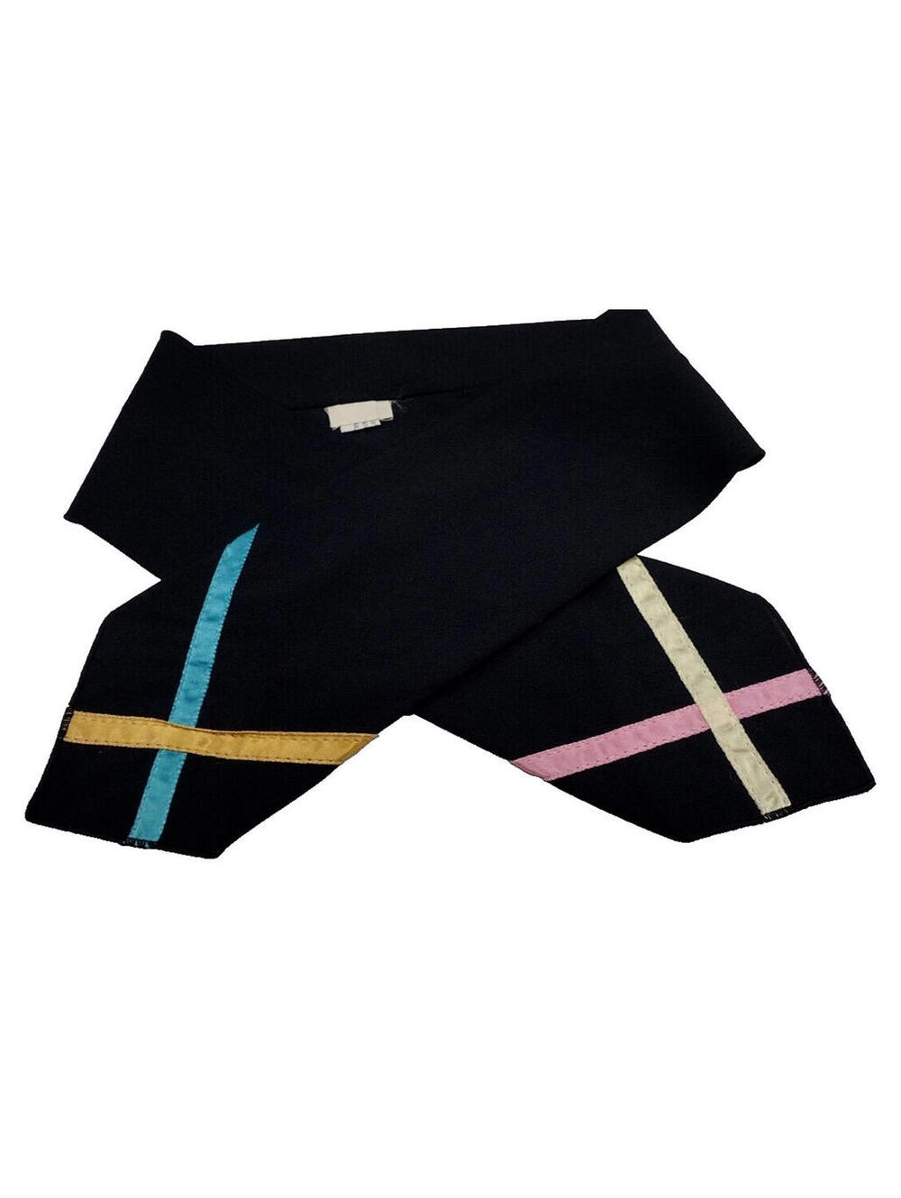 80s Vintage HOSTESS Scarf Black Pastel Colors like BOW TIE Cathy THOUSAND OAKS